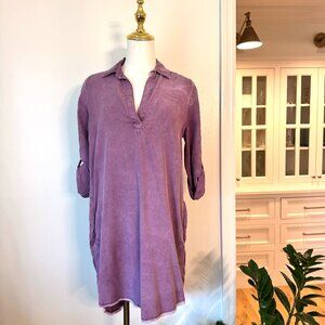 Side Stitch Purple Long Sleeve T Shirt Dress Size XS